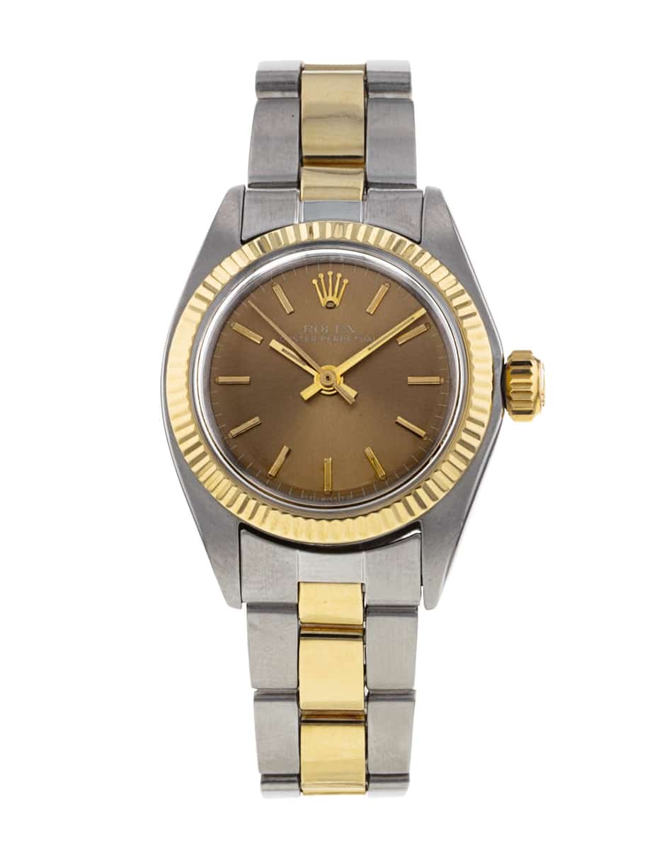 Rolex Lady Oyster Perpetual Champagne Baton Dial